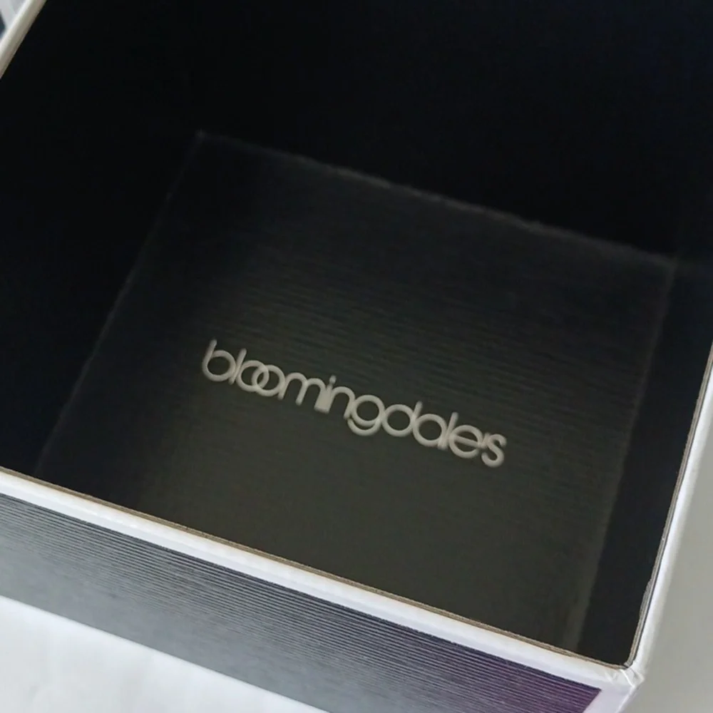 Jewelry Gift Box Bloomingdales Cardboard Black & White Square